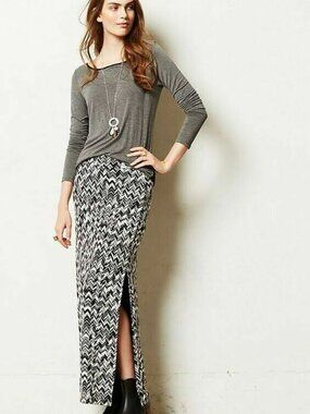 Anthropologie Maeve Capella Maxi Skirt Chevron Print